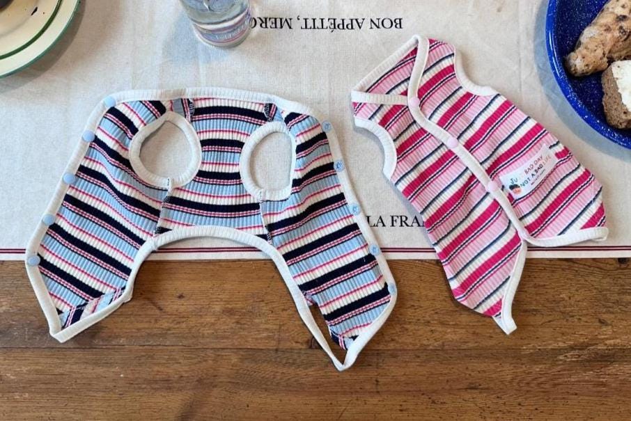 Stripe Ribbed Snap Overall, XS-2XL, Pet Pants, Dog Jumpsuit, Dog Winter Outfit, Dog Fashion - NKpup