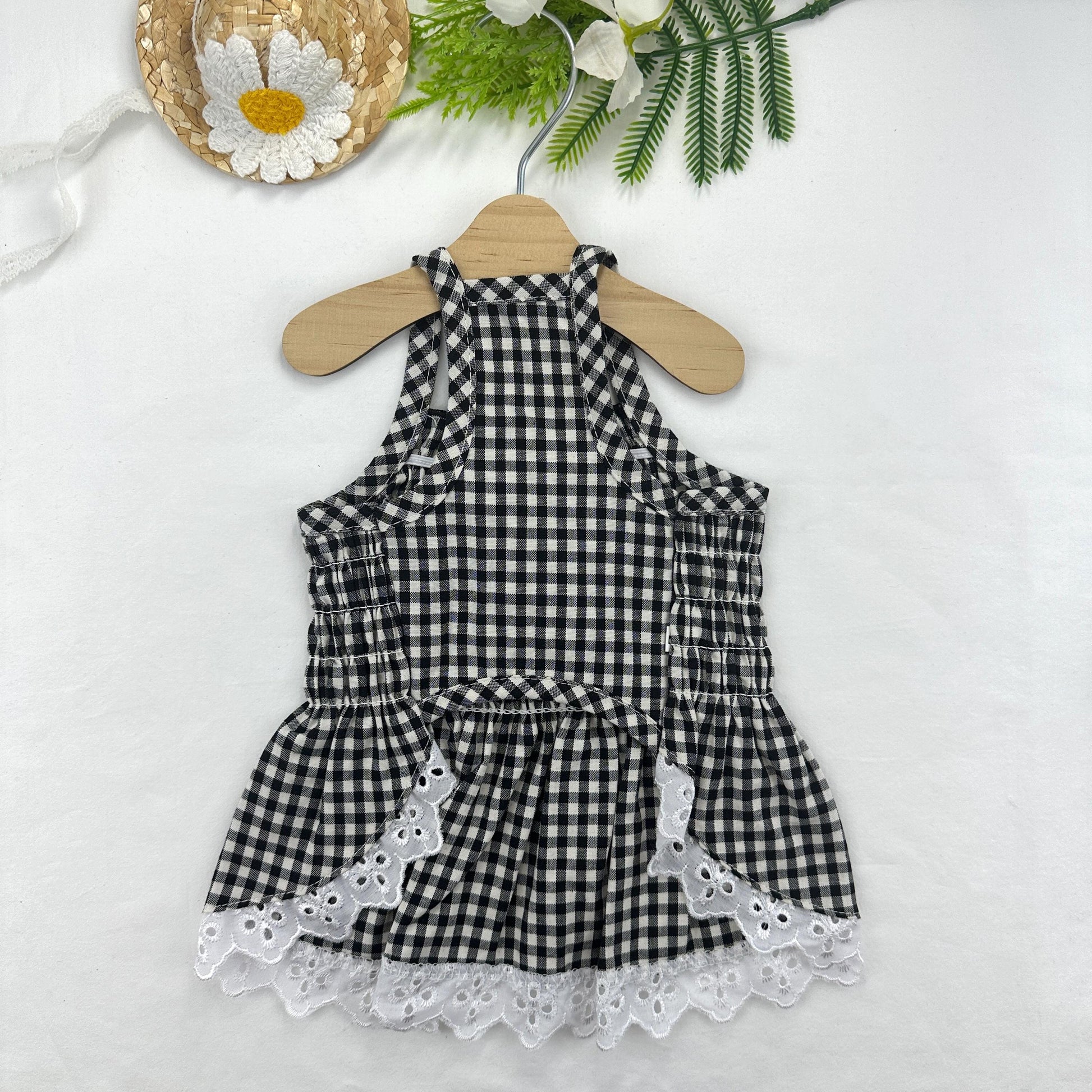 Gingham Lace Dress, S-XL, Dog dress, Dog Top, Dog Clothing, Small Dog Clothes, NKPUP - NKpup