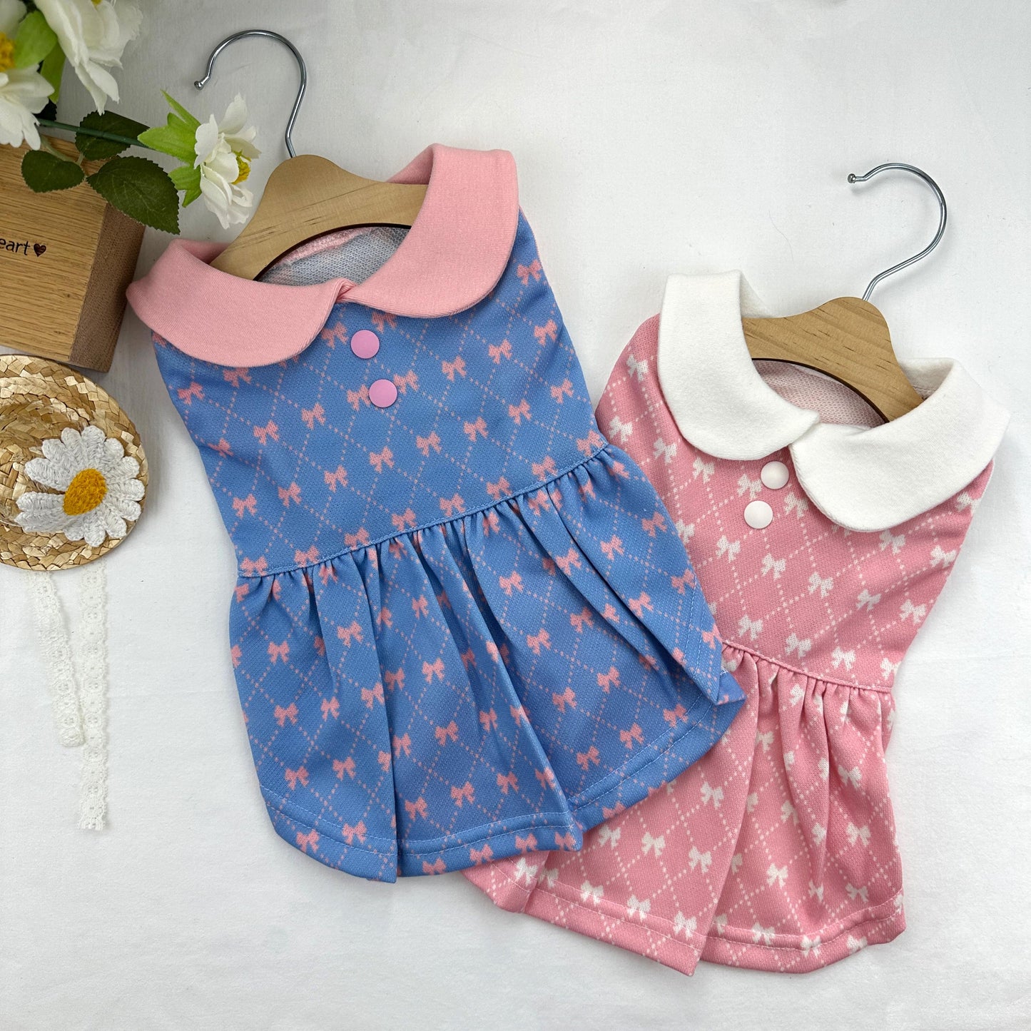 Bow Collar Dress, S-XL, Small Dog Clothes, Dog Dress, Dog Wedding, Dog Luxury Dress, NKPUP - NKpup