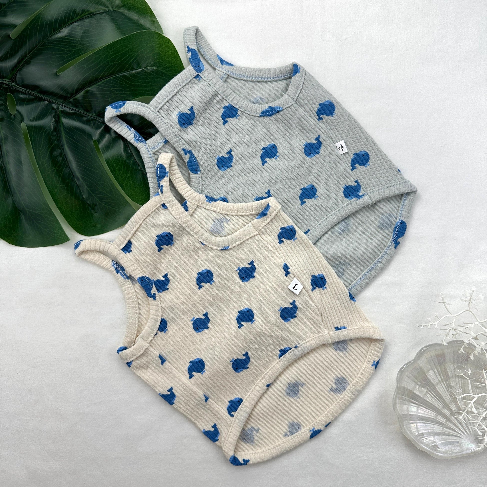 Whale Ribbed Top, S-XL, Small Dog Clothes, Dog Summer Top, Dog Cute Top, Gift for Furry Friends, NKPUP - NKpup