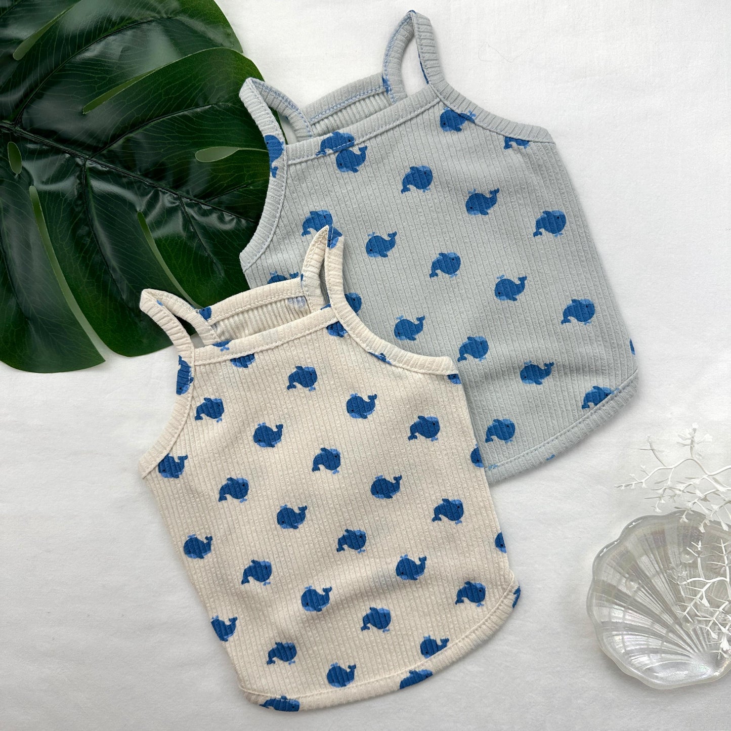 Whale Ribbed Top, S-XL, Small Dog Clothes, Dog Summer Top, Dog Cute Top, Gift for Furry Friends, NKPUP - NKpup