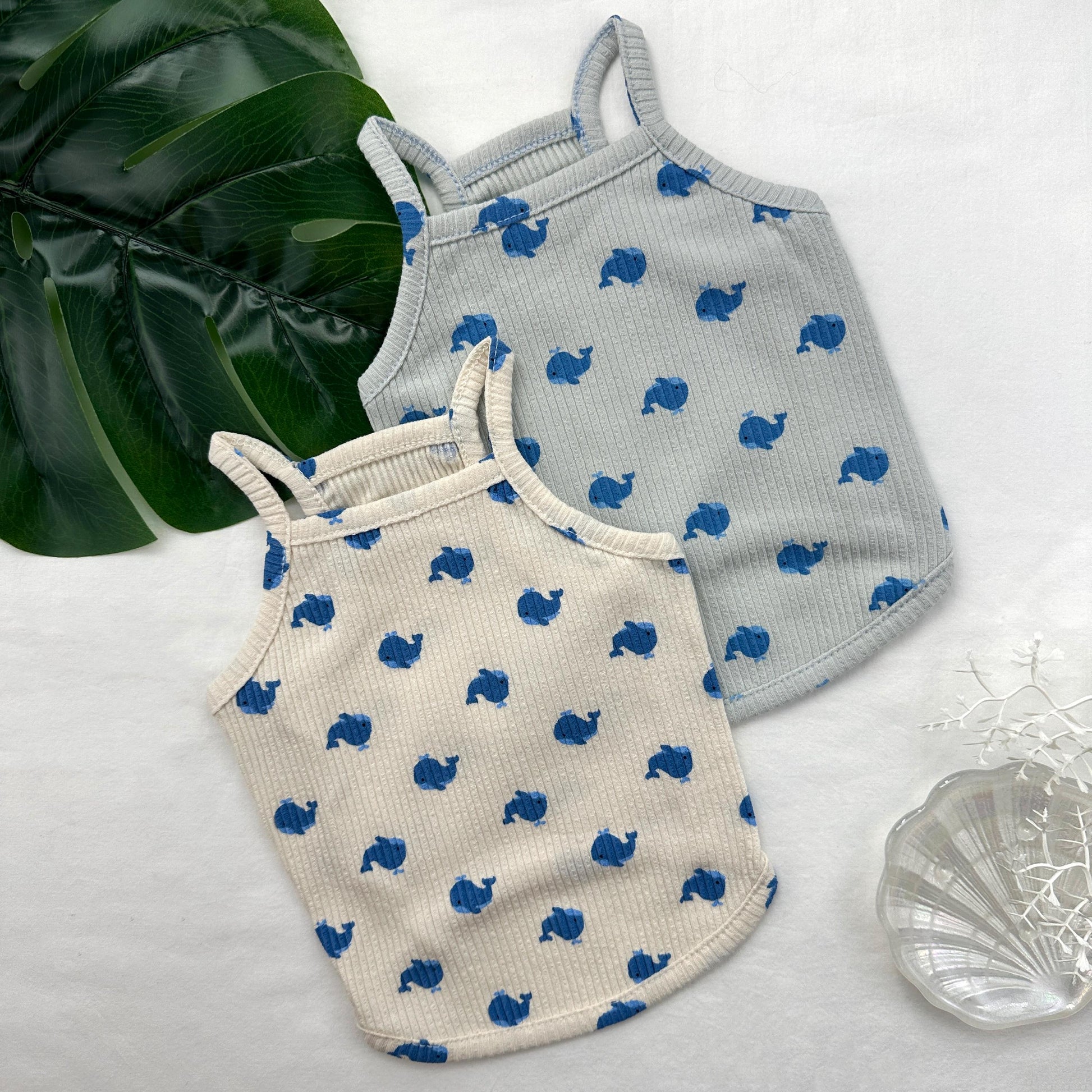 Whale Ribbed Top, S-XL, Small Dog Clothes, Dog Summer Top, Dog Cute Top, Gift for Furry Friends, NKPUP - NKpup
