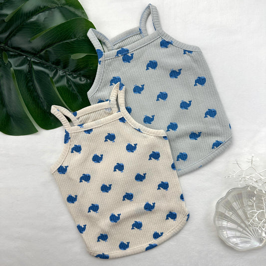 Whale Ribbed Top, S-XL, Small Dog Clothes, Dog Summer Top, Dog Cute Top, Gift for Furry Friends, NKPUP - NKpup