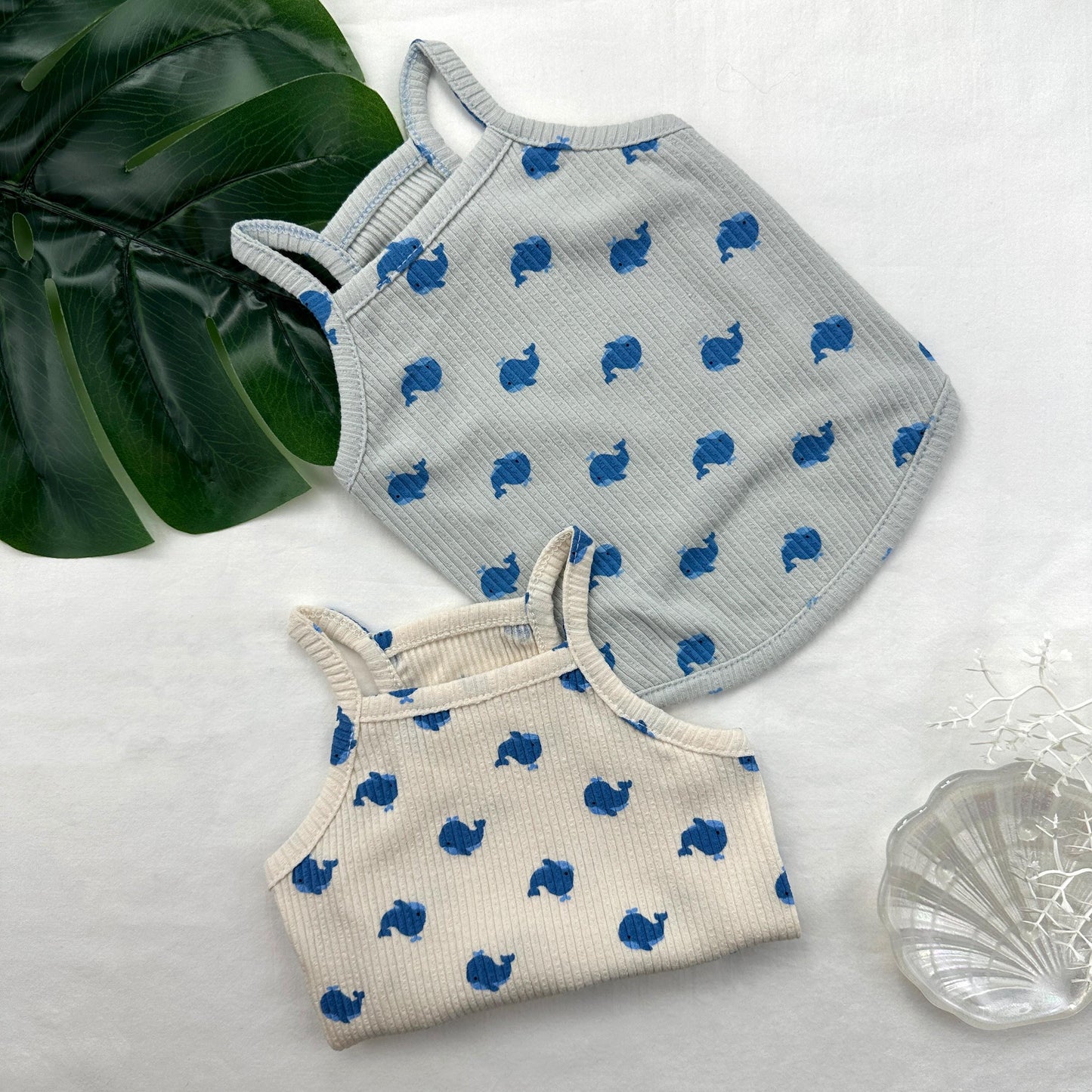 Whale Ribbed Top, S-XL, Small Dog Clothes, Dog Summer Top, Dog Cute Top, Gift for Furry Friends, NKPUP - NKpup