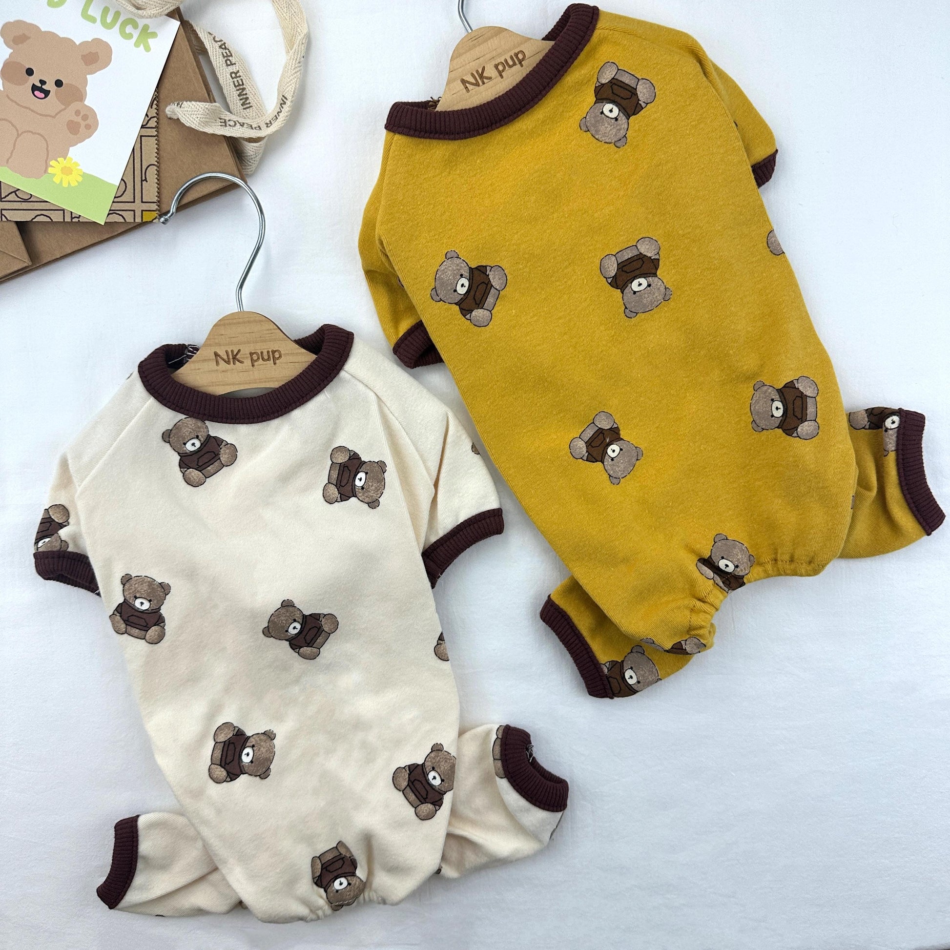 Teddy Bear Pajama Overall, S-XL, Pet Pants, Dog Jumpsuit, Pet Clothing, Dog Coat, Dog Outfit, Dog Apparel, Small Dog Clothes - NKpup