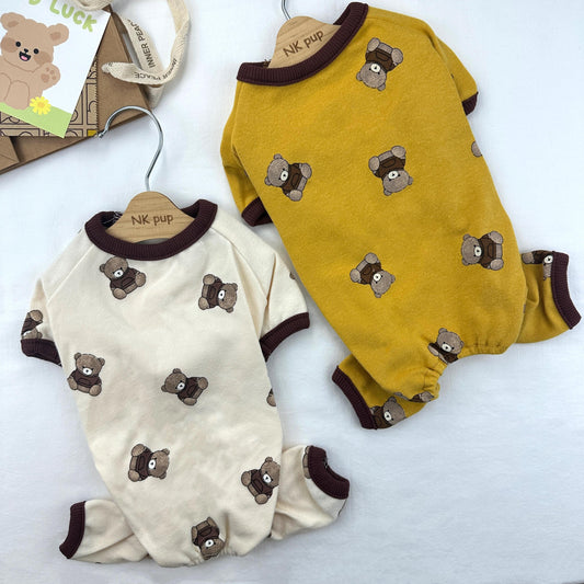 Teddy Bear Pajama Overall, S-XL, Pet Pants, Dog Jumpsuit, Pet Clothing, Dog Coat, Dog Outfit, Dog Apparel, Small Dog Clothes - NKpup