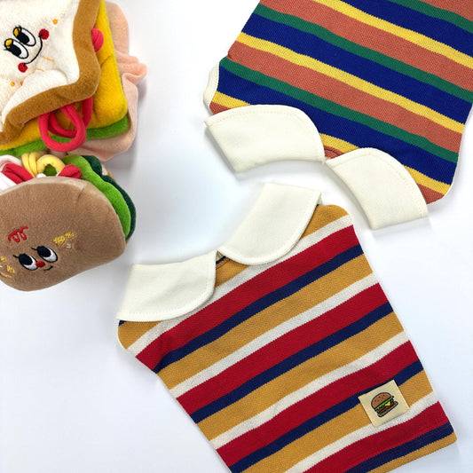 Retro Stripe Collar Shirt, XS-2XL, Dog-Tee, Dog T-shirt, Dog Top, Dog Clothing, Dog Fashion, Dog Apparel - NKpup