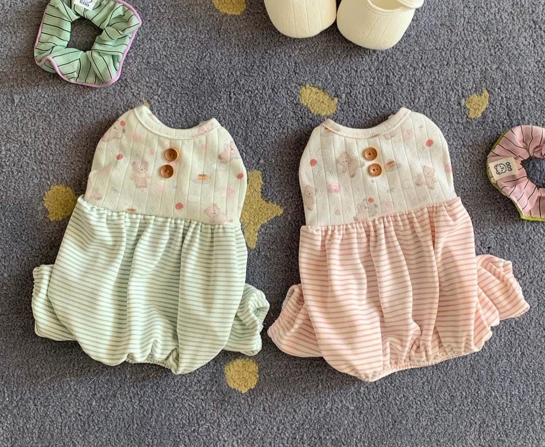 Soft Stripe Bubble Overall, S-2XL, Dog Romper, Dog Jumpsuit, Dog Pants, Small Dog Clothes, Dog Apparel, NKPUP - NKpup