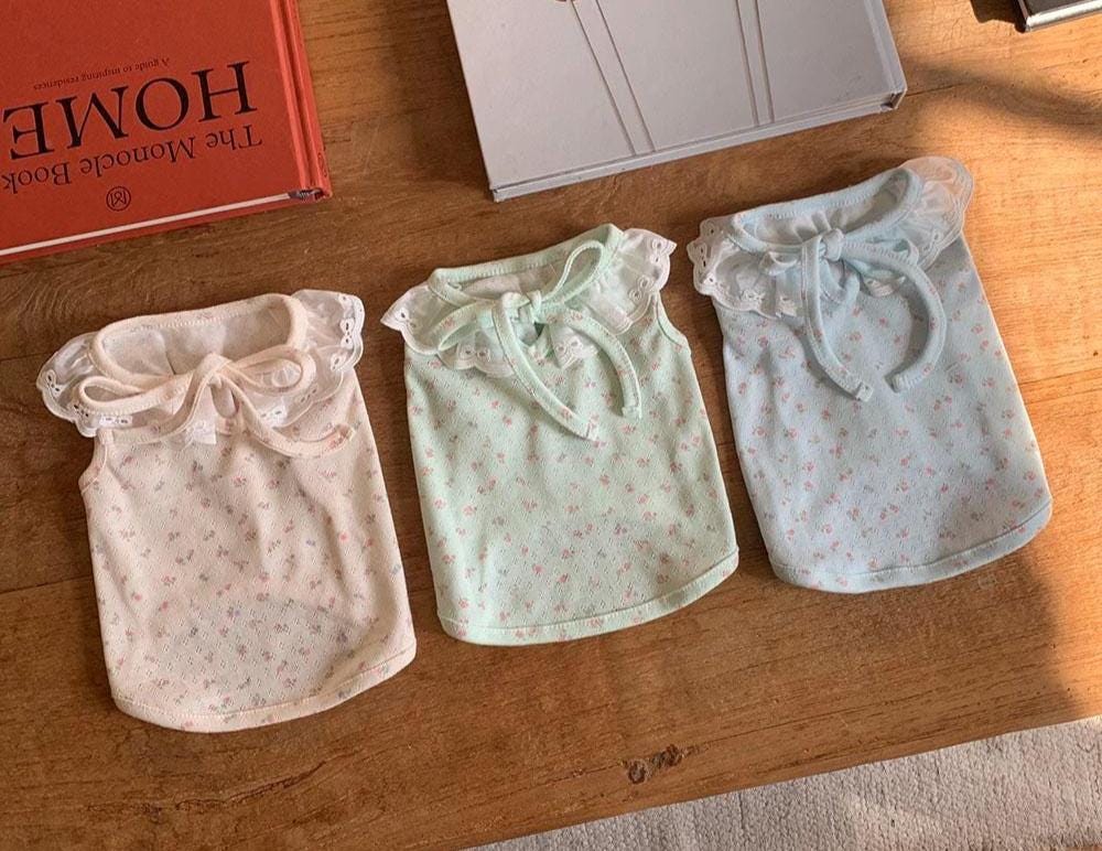 Lace Collar Floral Tee, S-XL, Small Dog Clothes, Pet Sweater, Winter Dog Top, Dog Knit, NKPUP - NKpup