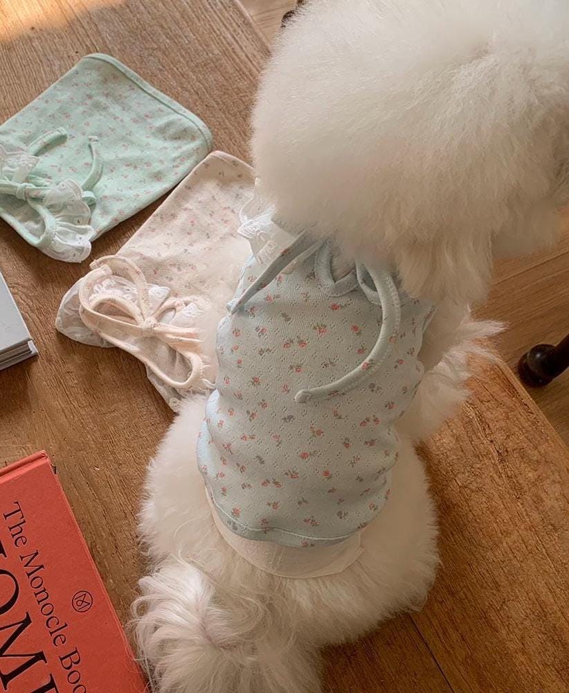 Lace Collar Floral Tee, S-XL, Small Dog Clothes, Pet Sweater, Winter Dog Top, Dog Knit, NKPUP - NKpup