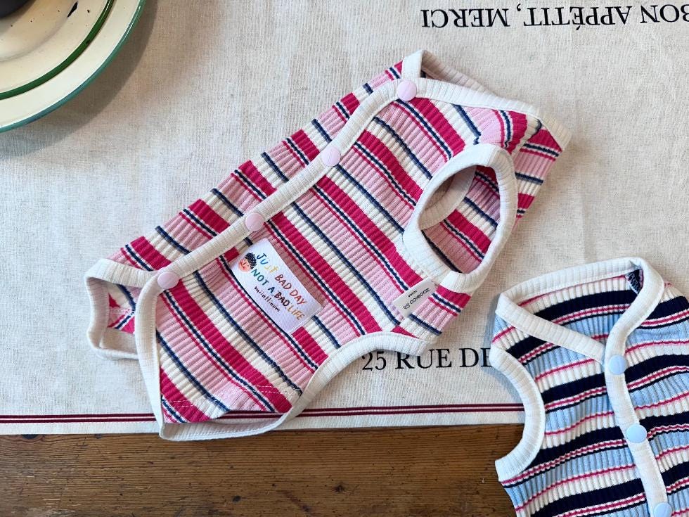 Stripe Ribbed Snap Overall, XS-2XL, Pet Pants, Dog Jumpsuit, Dog Winter Outfit, Dog Fashion - NKpup