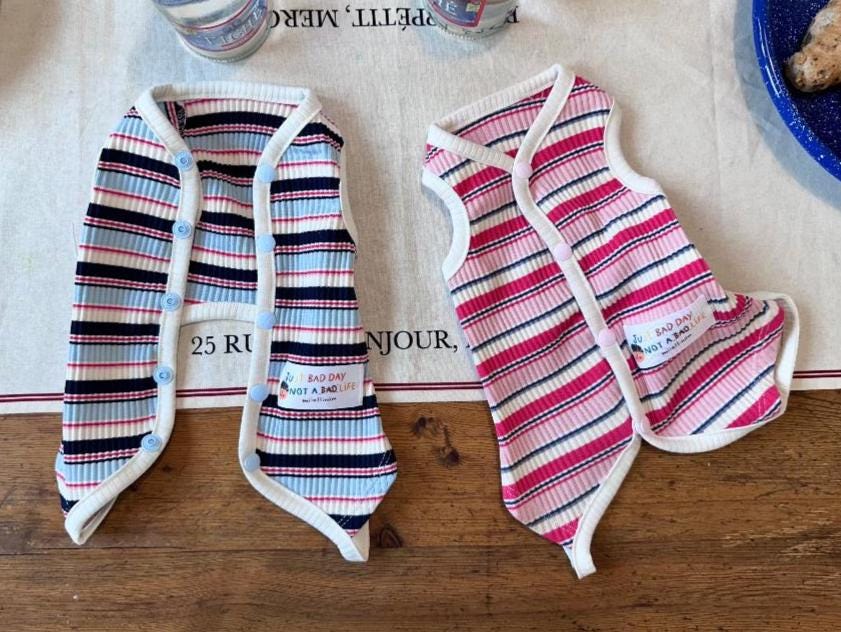 Stripe Ribbed Snap Overall, XS-2XL, Pet Pants, Dog Jumpsuit, Dog Winter Outfit, Dog Fashion - NKpup