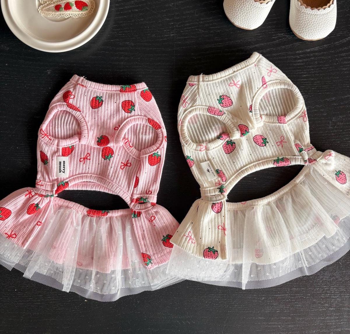 Strawberry Ribbed Dress, S-XL, Cute Dog dress, Dog Top, Dog Clothing, Small Dog Clothes, NKPUP - NKpup