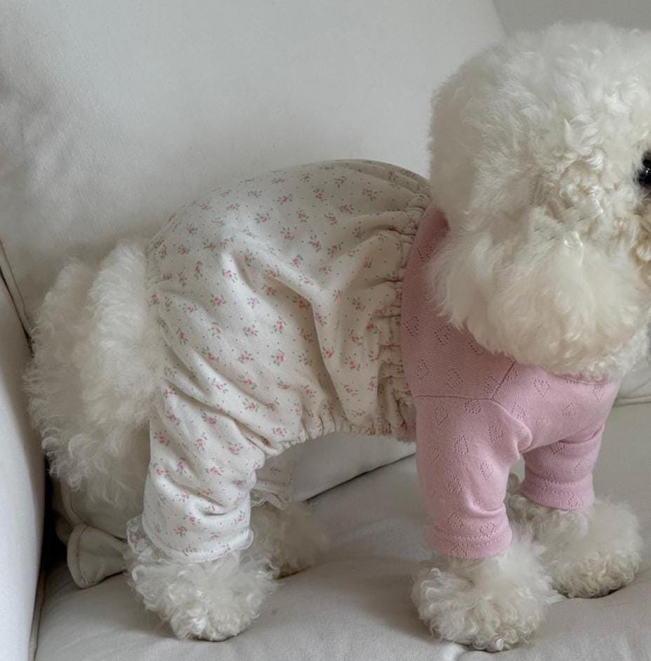 Eyelet Floral Overall, S-2XL, Dog Romper, Dog Jumpsuit, Dog Pants, Small Dog Clothes, Dog Apparel, NKPUP - NKpup