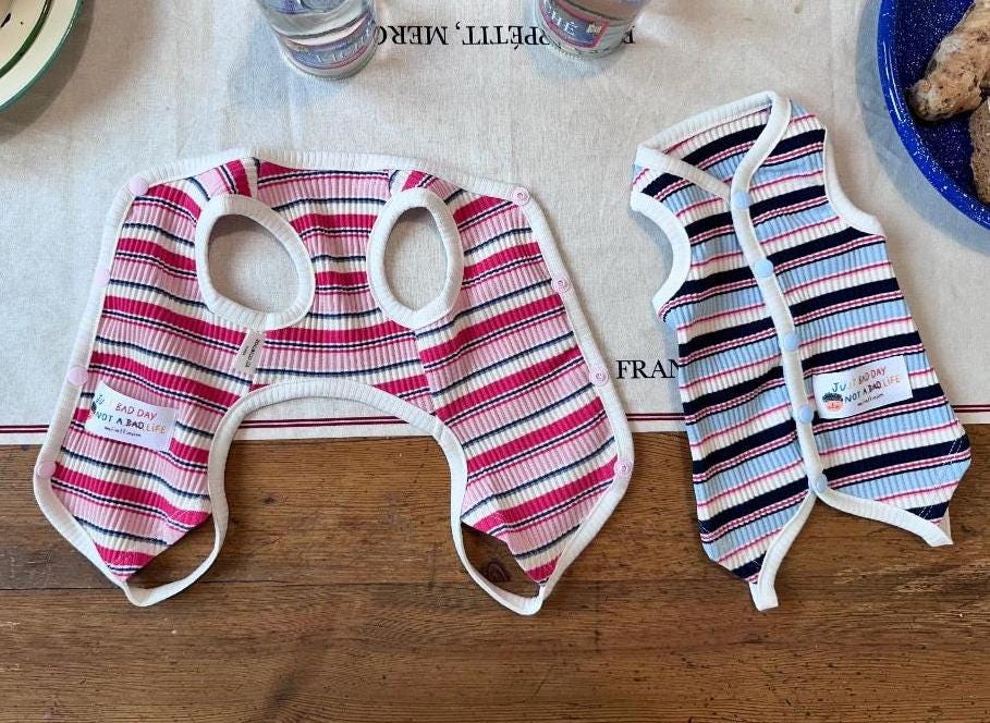 Stripe Ribbed Snap Overall, XS-2XL, Pet Pants, Dog Jumpsuit, Dog Winter Outfit, Dog Fashion - NKpup