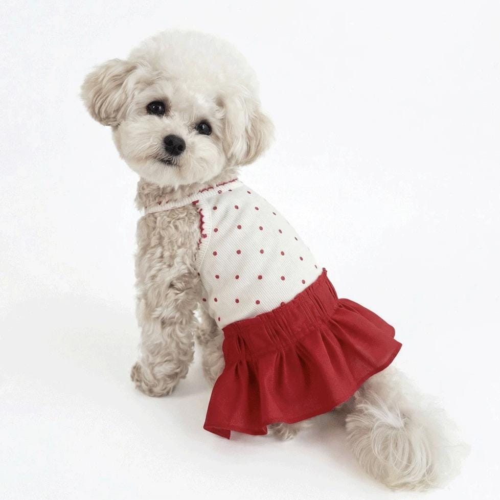 Cherry Dot Dress, S-XL, Cute Dog dress, Dog Top, Dog Clothing, Small Dog Clothes, NKPUP - NKpup