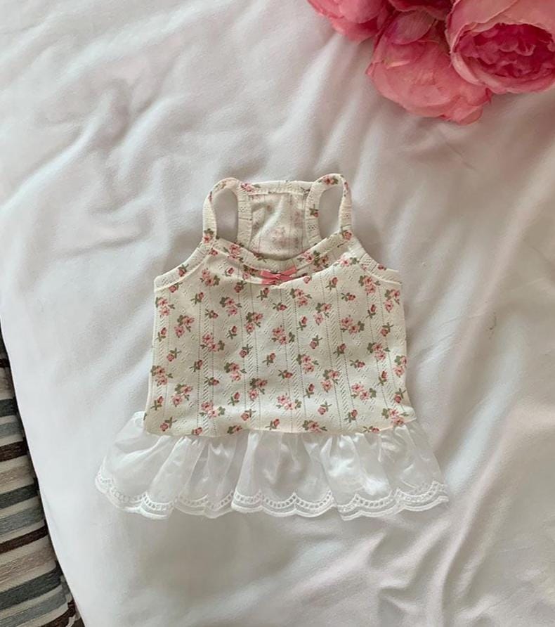 Rose Floral Eyelet Shirt&Dress, S-2XL, Dog Skirt, Dog Top, Dog Clothing, Dog Fashion, Dog Apparel - NKpup