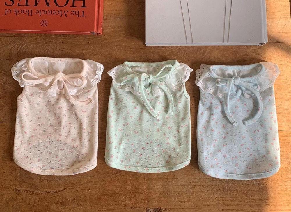 Lace Collar Floral Tee, S-XL, Small Dog Clothes, Pet Sweater, Winter Dog Top, Dog Knit, NKPUP - NKpup
