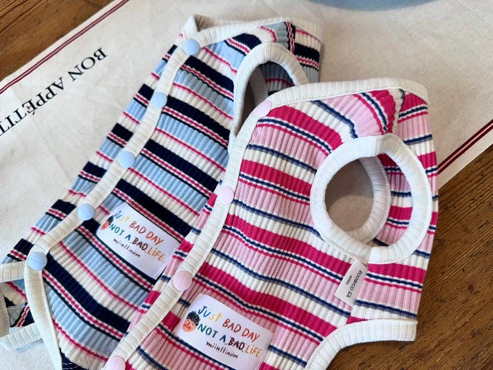 Stripe Ribbed Snap Overall, XS-2XL, Pet Pants, Dog Jumpsuit, Dog Winter Outfit, Dog Fashion - NKpup