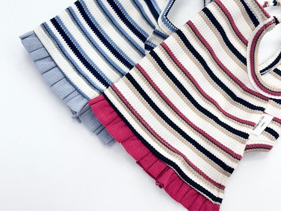 Ribbed Stripe Dress, XS-2XL, Dog dress, Dog Top, Dog Clothing, Small Dog Clothes, NKPUP - NKpup