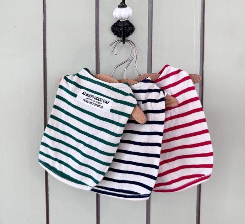Classic Stripe Button Shirt, XS-2XL, Small Dog Clothes, Dog Essential Tee, Dog T-shirts, Dog Top, NKPUP - NKpup