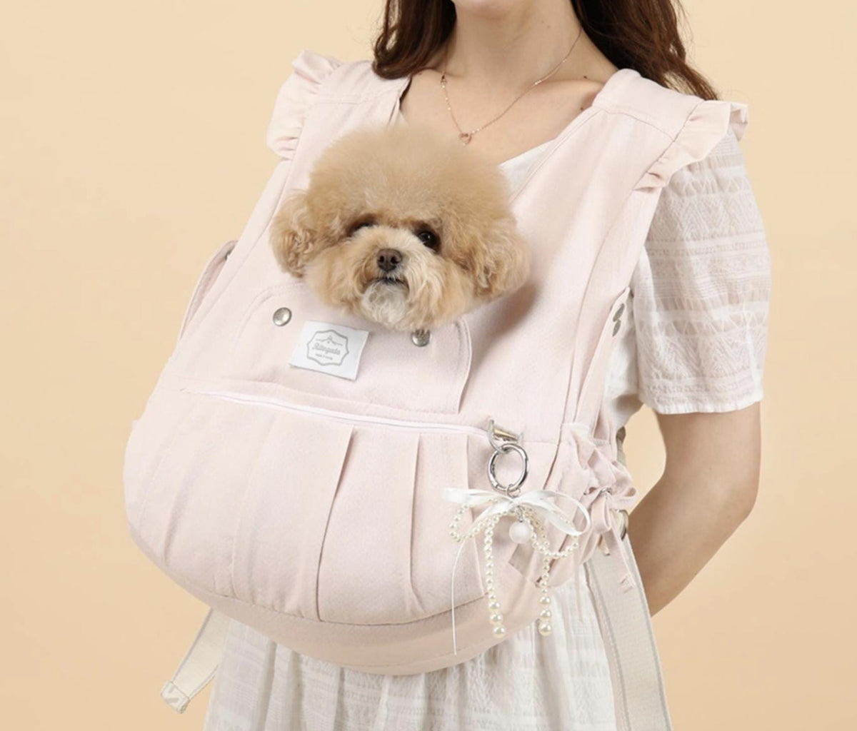 Floral Pet Front Carrier (Ver.5), Up to 18lbs, Adjustable Hands Free Front Facing Dog Pouch, Side Window, Safety Hook, Pocket, Pet Out Door - NKpup