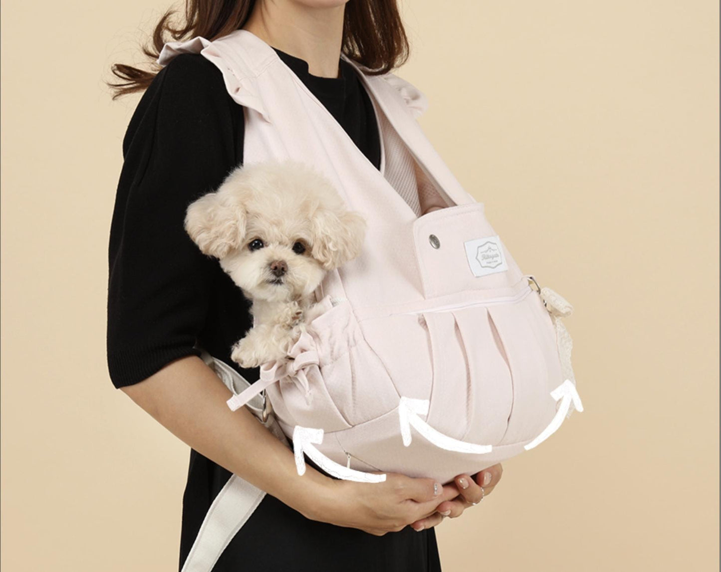 Floral Pet Front Carrier (Ver.5), Up to 18lbs, Adjustable Hands Free Front Facing Dog Pouch, Side Window, Safety Hook, Pocket, Pet Out Door - NKpup