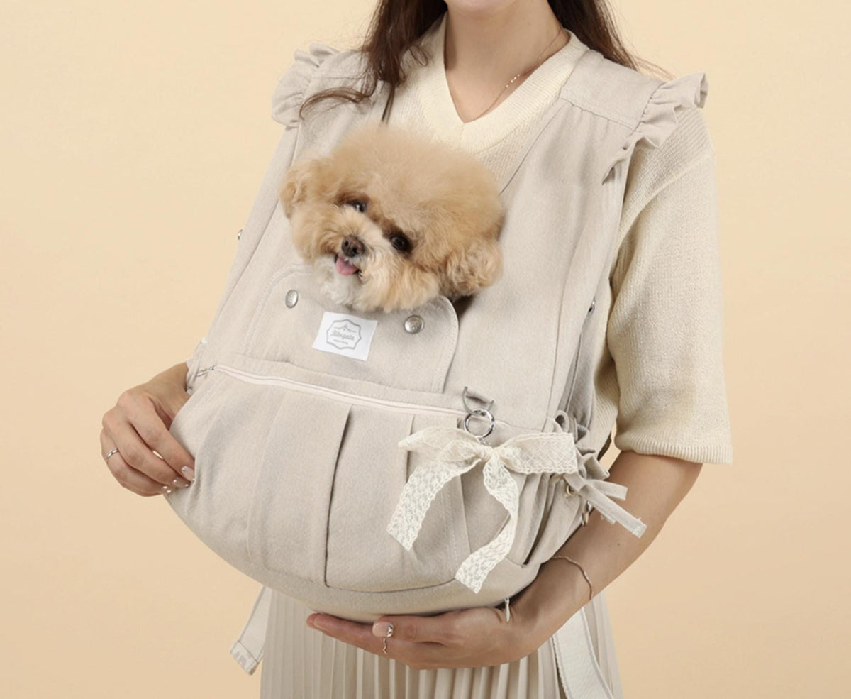 Floral Pet Front Carrier (Ver.5), Up to 18lbs, Adjustable Hands Free Front Facing Dog Pouch, Side Window, Safety Hook, Pocket, Pet Out Door - NKpup