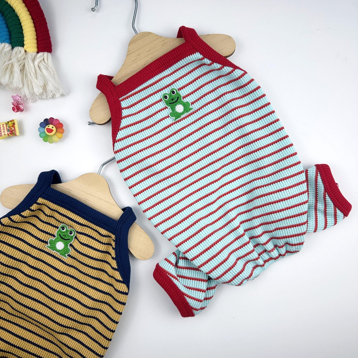 Frog Stripe Stretch Overall, S-XL, Pet Pants, Dog Jumpsuit, Dog Winter Outfit, Dog Fashion - NKpup