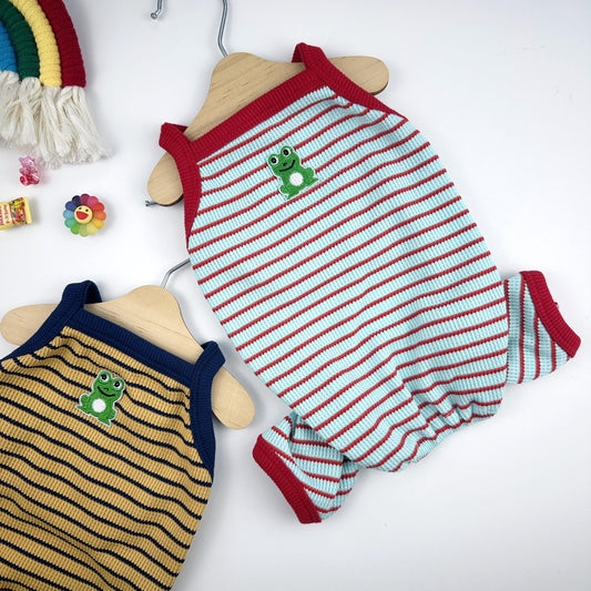 Frog Stripe Stretch Overall, S-XL, Pet Pants, Dog Jumpsuit, Dog Winter Outfit, Dog Fashion - NKpup