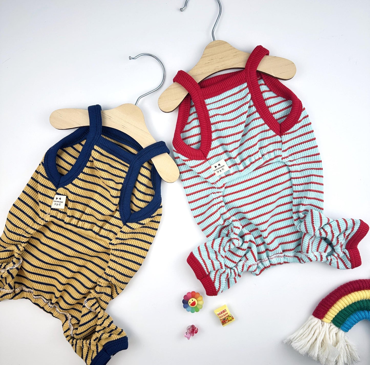 Frog Stripe Stretch Overall, S-XL, Pet Pants, Dog Jumpsuit, Dog Winter Outfit, Dog Fashion - NKpup
