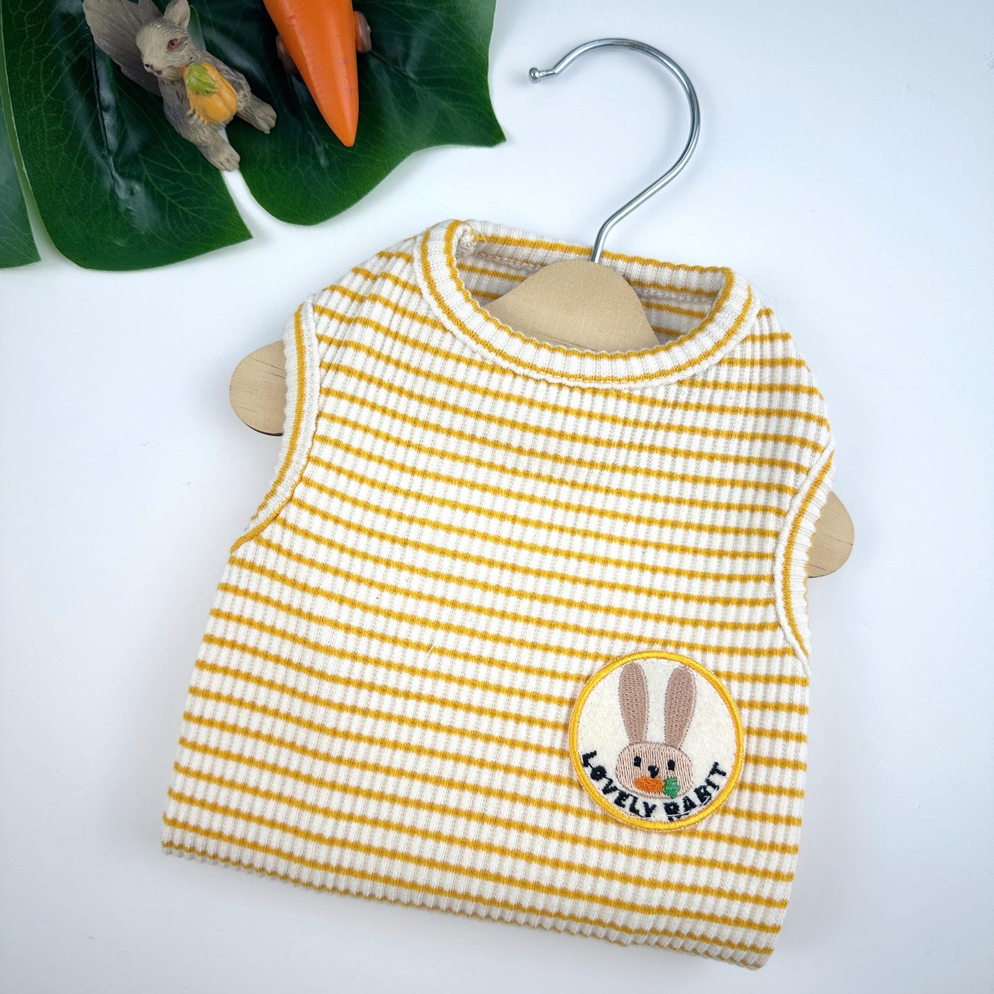 Bunny Stripe Ribbed Tee, S-XL, Dog-Tee, Dog T-shirt, Dog Top, Dog Clothing, Small Dog T-shirt, Small Dog Clothes - NKpup