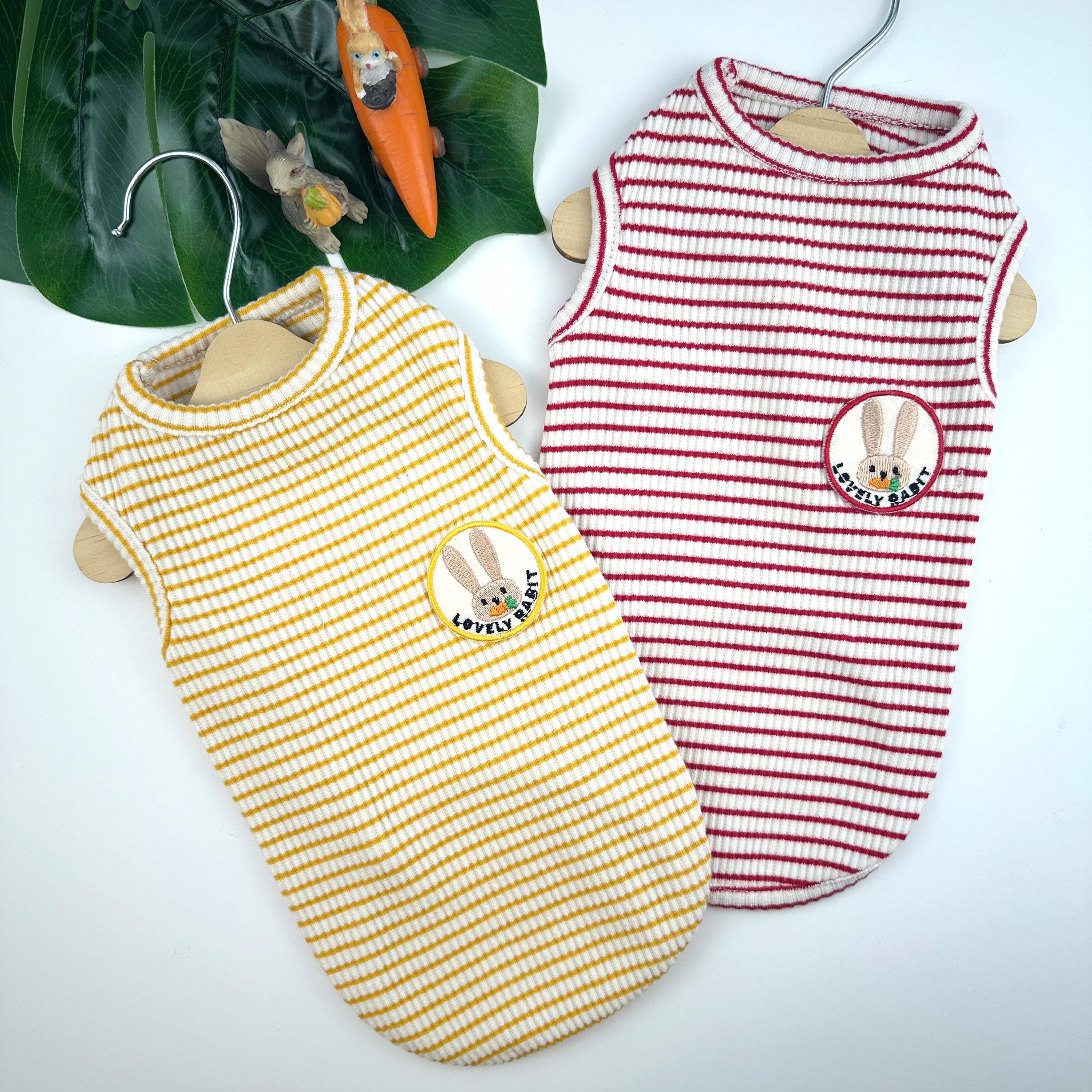 Bunny Stripe Ribbed Tee, S-XL, Dog-Tee, Dog T-shirt, Dog Top, Dog Clothing, Small Dog T-shirt, Small Dog Clothes - NKpup