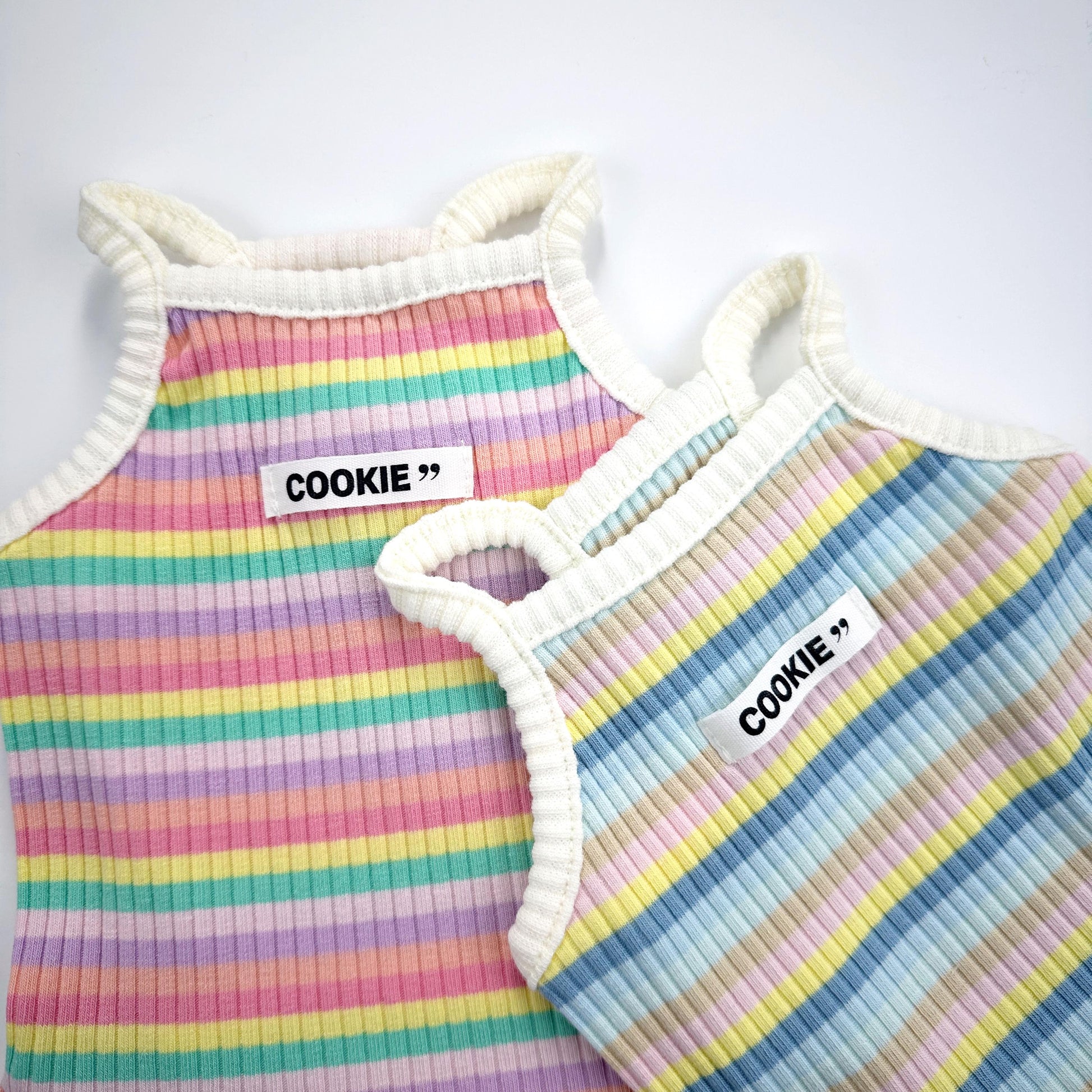 Cookie Rainbow Ribbed Dress, S-XL, Cute Dog dress, Dog Top, Dog Clothing, Small Dog Clothes, NKPUP - NKpup