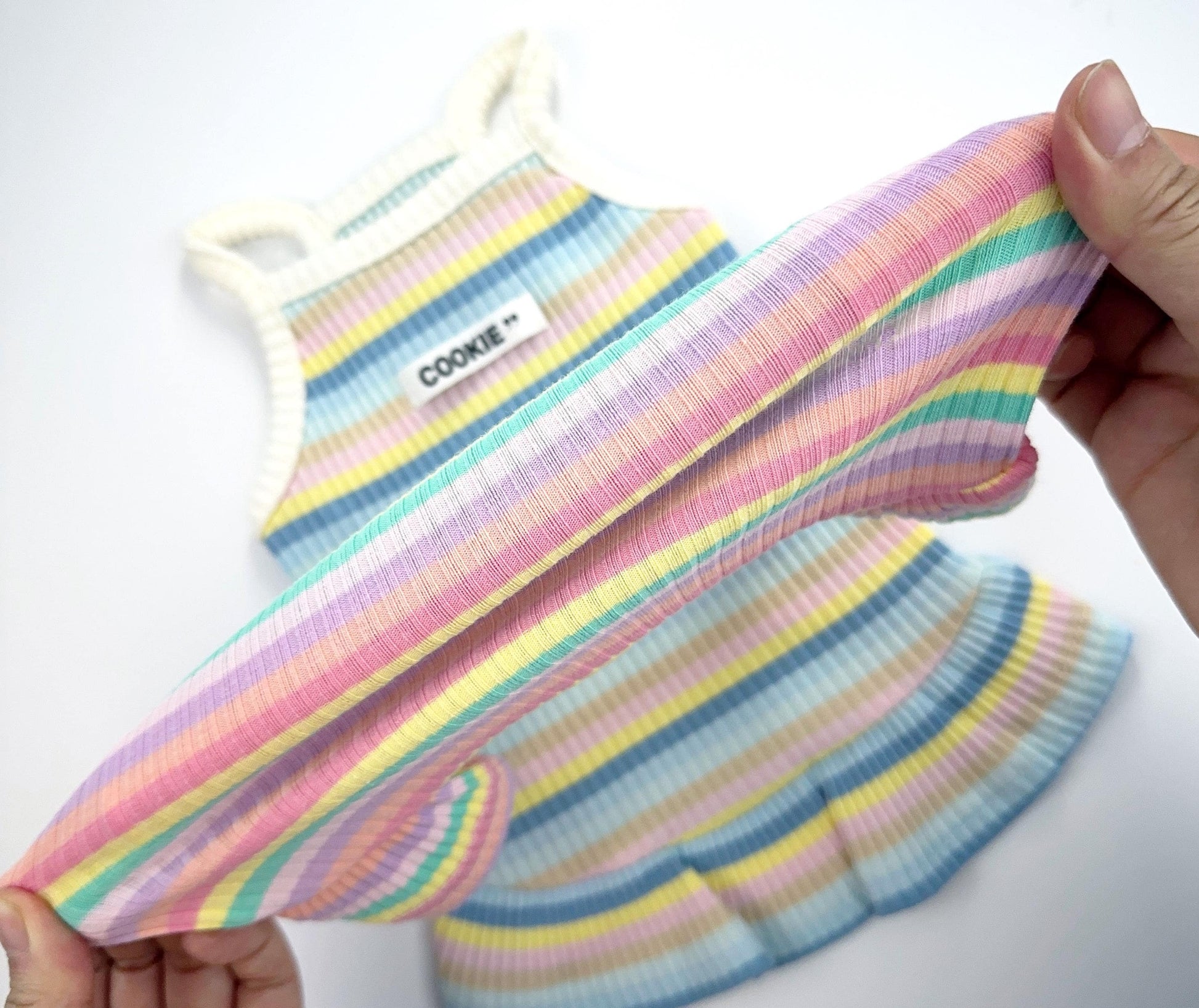 Cookie Rainbow Ribbed Dress, S-XL, Cute Dog dress, Dog Top, Dog Clothing, Small Dog Clothes, NKPUP - NKpup