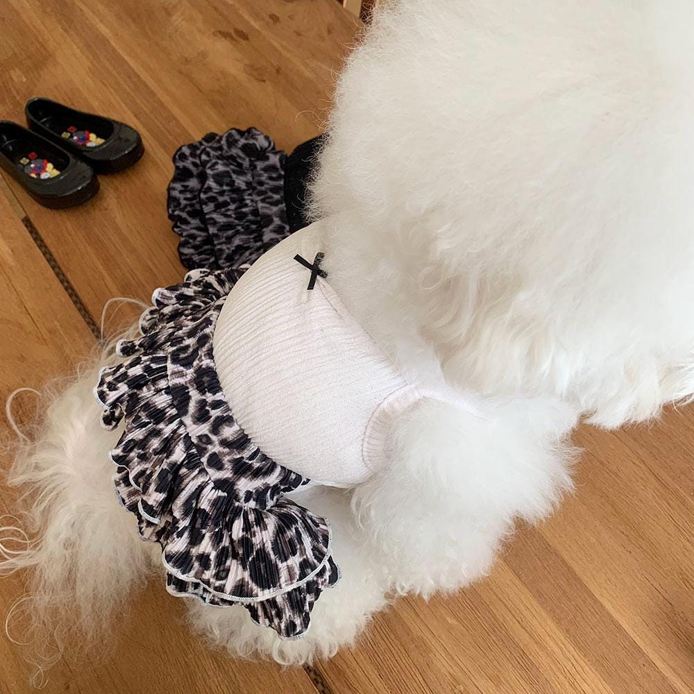 Leopard Ruffle Knit Dress, S-XL, Small Dog Clothes, Dog Dress, Dog Cute Dress, Dog Apparel, Pet Clothing, NKPUP - NKpup