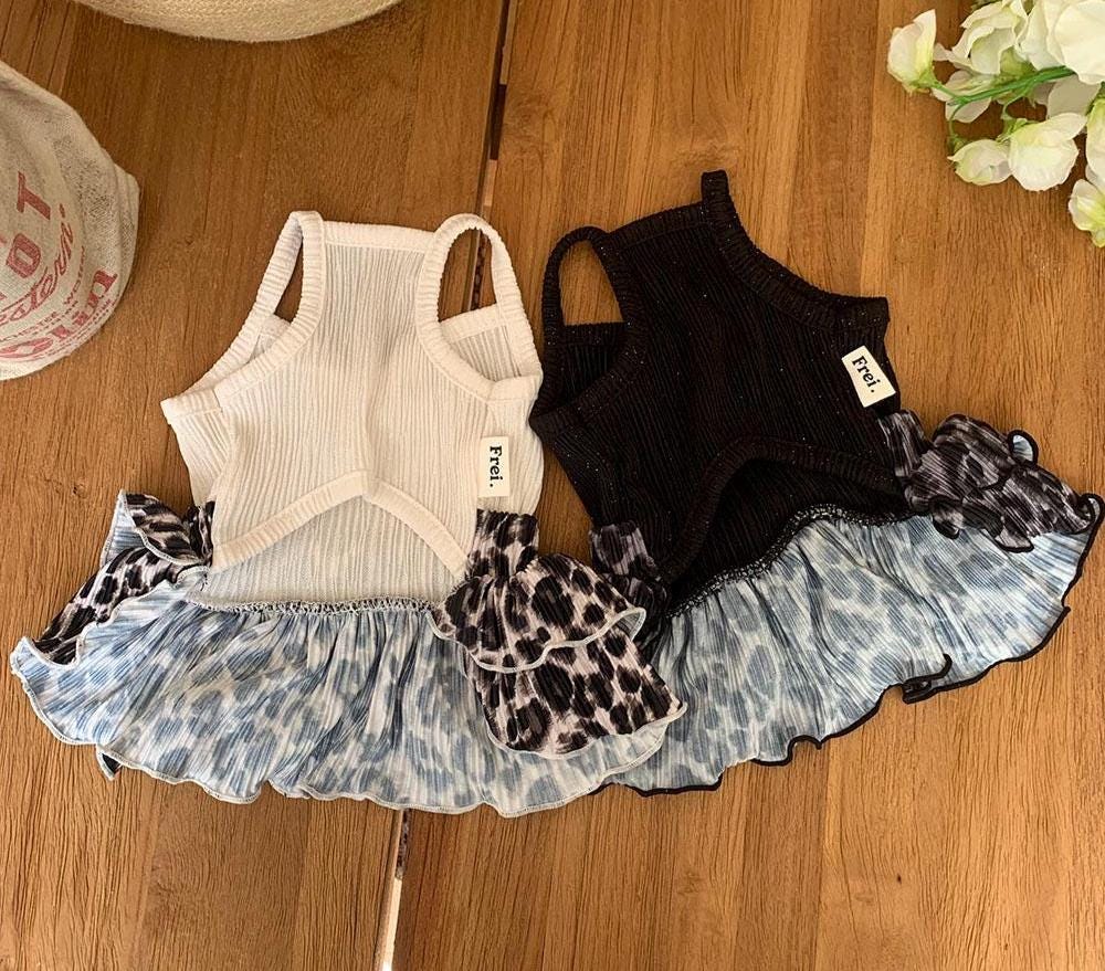 Leopard Ruffle Knit Dress, S-XL, Small Dog Clothes, Dog Dress, Dog Cute Dress, Dog Apparel, Pet Clothing, NKPUP - NKpup