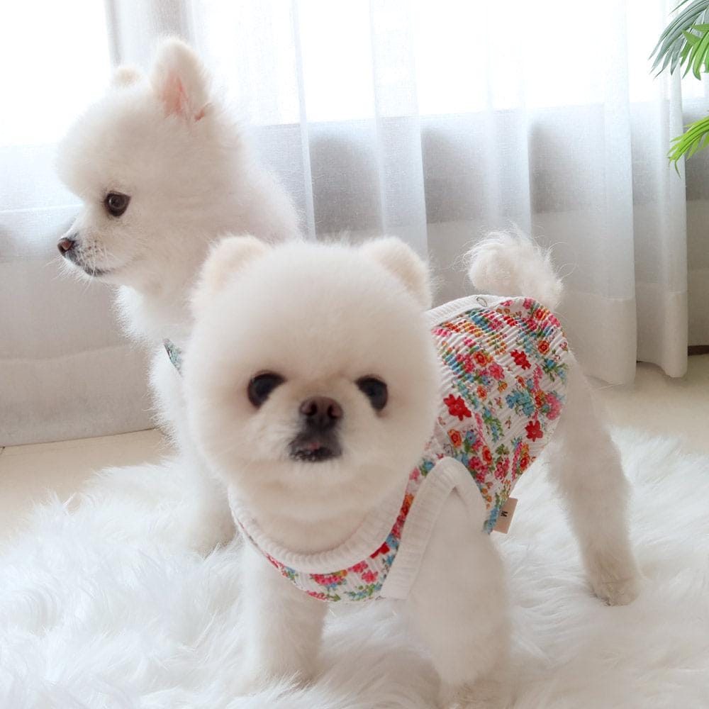 Ribbed Floral Cozy Vest, S-2XL, Pet Clothing, Dog-Vest, Dog Jacket, Dog Fashion, Dog Apparel, Pet Clothing - NKpup