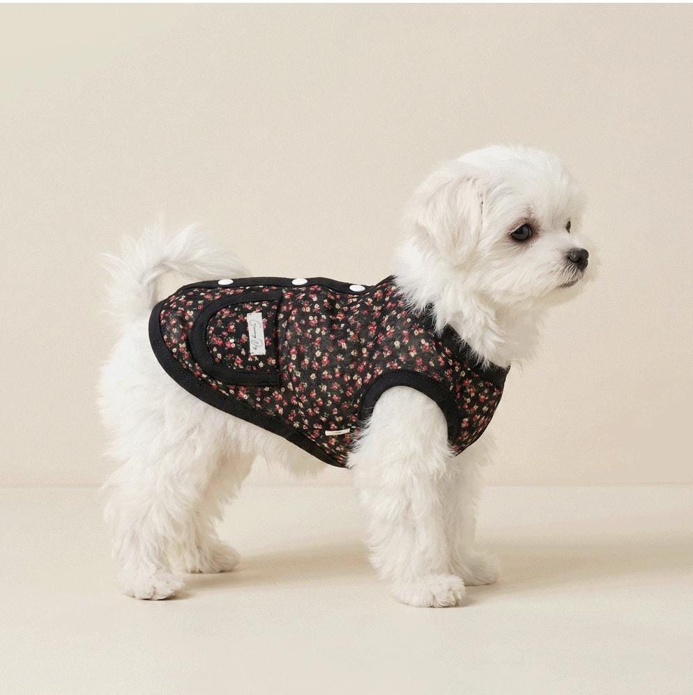 Vintage Floral Pocket Vest, S-2XL, Pet Clothing, Dog-Vest, Dog Jacket, Gift for Dogs, NKpup, Small Dog Vest - NKpup