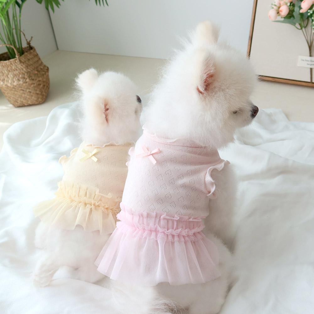 Frill Ribbon Dress, S-XL, Small Dog Clothes, Dog Dress, Dog Wedding, Dog Cute Outfit, Pet Clothing, NKPUP - NKpup