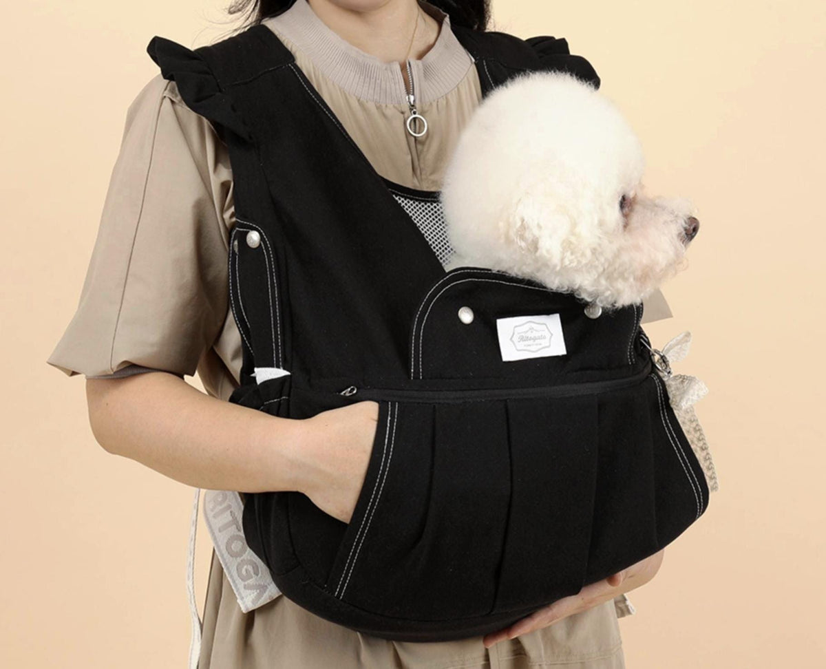 Floral Pet Front Carrier (Ver.5), Up to 18lbs, Adjustable Hands Free Front Facing Dog Pouch, Side Window, Safety Hook, Pocket, Pet Out Door - NKpup