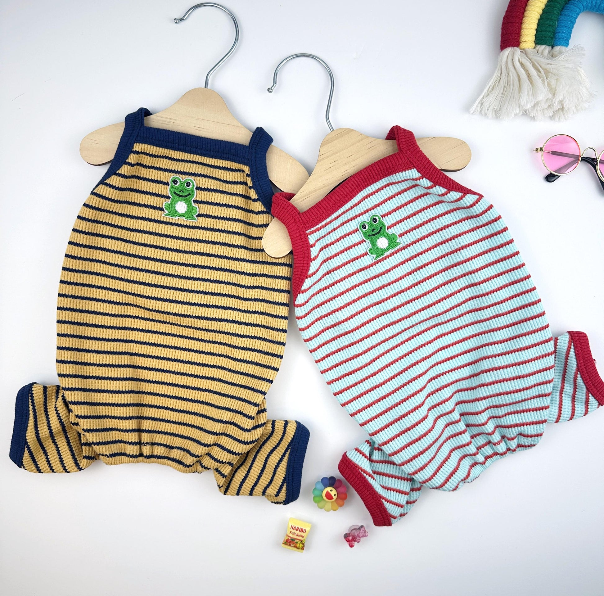 Frog Stripe Stretch Overall, S-XL, Pet Pants, Dog Jumpsuit, Dog Winter Outfit, Dog Fashion - NKpup