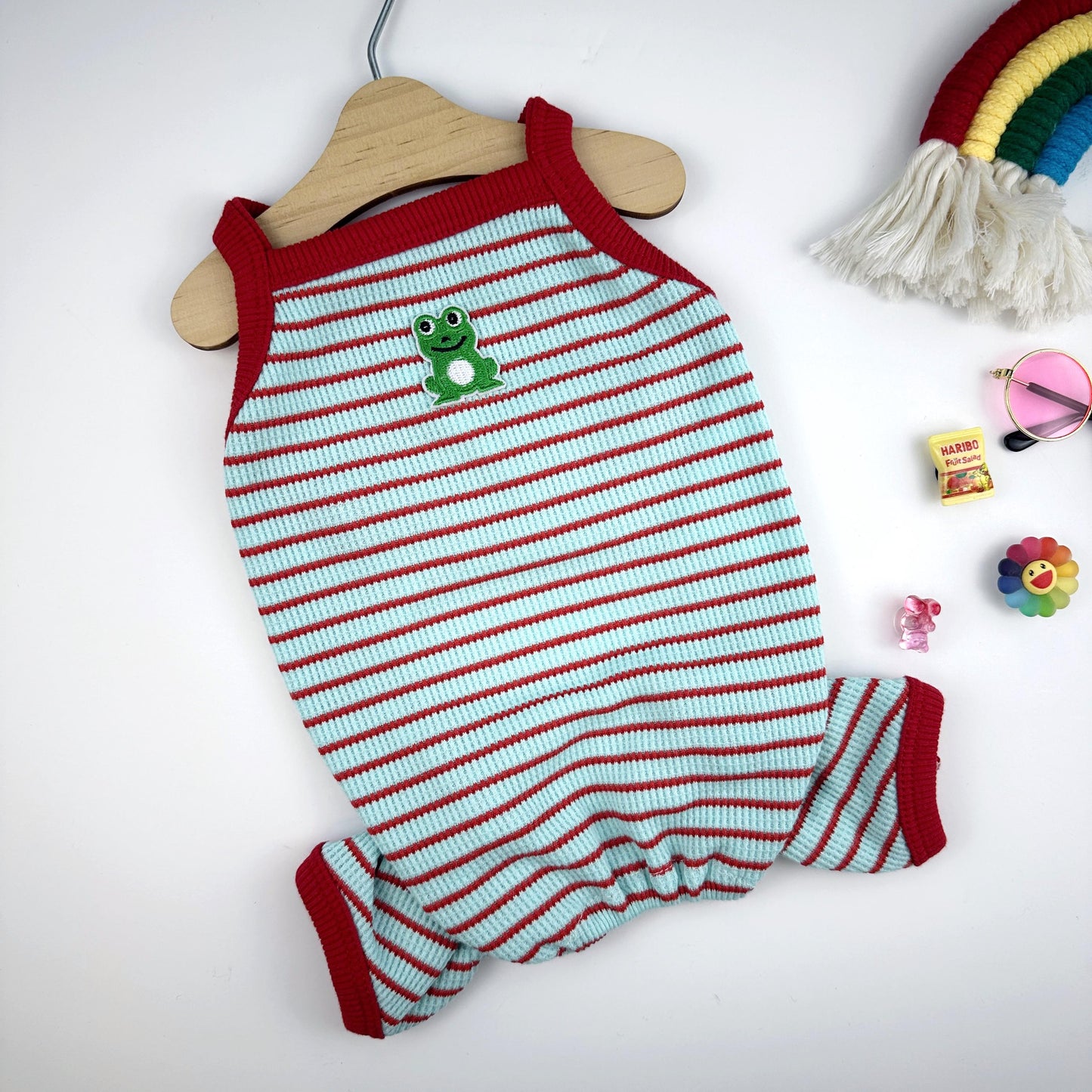 Frog Stripe Stretch Overall, S-XL, Pet Pants, Dog Jumpsuit, Dog Winter Outfit, Dog Fashion - NKpup