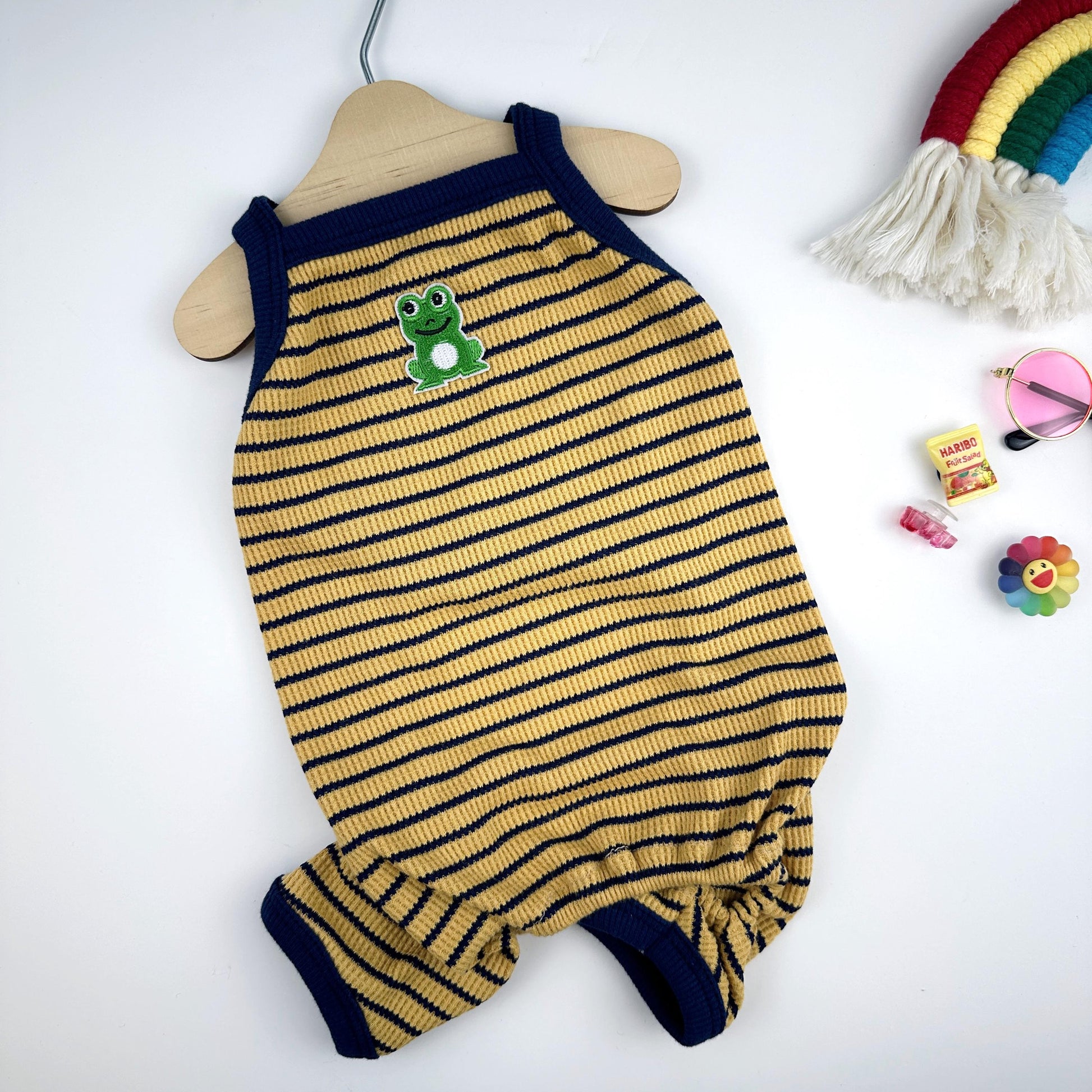 Frog Stripe Stretch Overall, S-XL, Pet Pants, Dog Jumpsuit, Dog Winter Outfit, Dog Fashion - NKpup