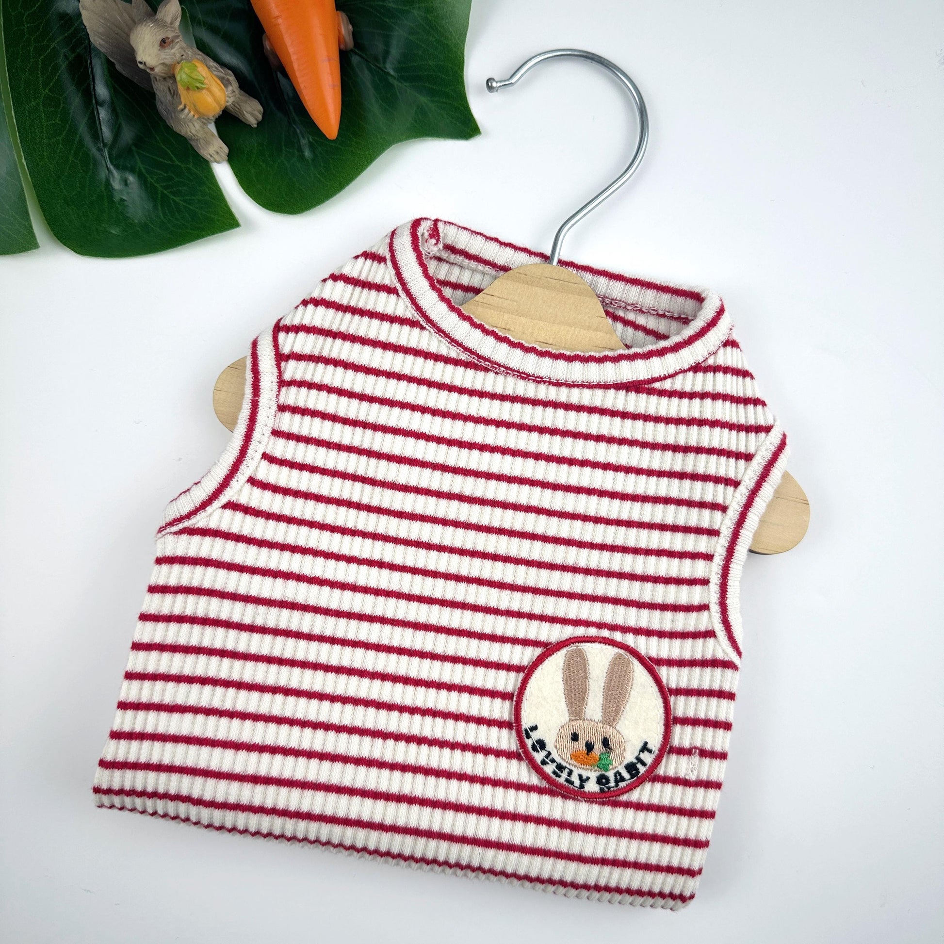 Bunny Stripe Ribbed Tee, S-XL, Dog-Tee, Dog T-shirt, Dog Top, Dog Clothing, Small Dog T-shirt, Small Dog Clothes - NKpup