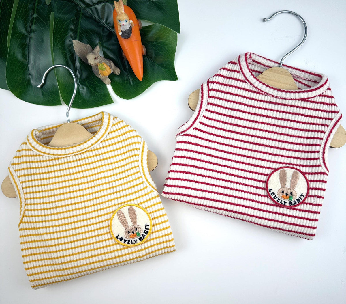 Bunny Stripe Ribbed Tee, S-XL, Dog-Tee, Dog T-shirt, Dog Top, Dog Clothing, Small Dog T-shirt, Small Dog Clothes - NKpup