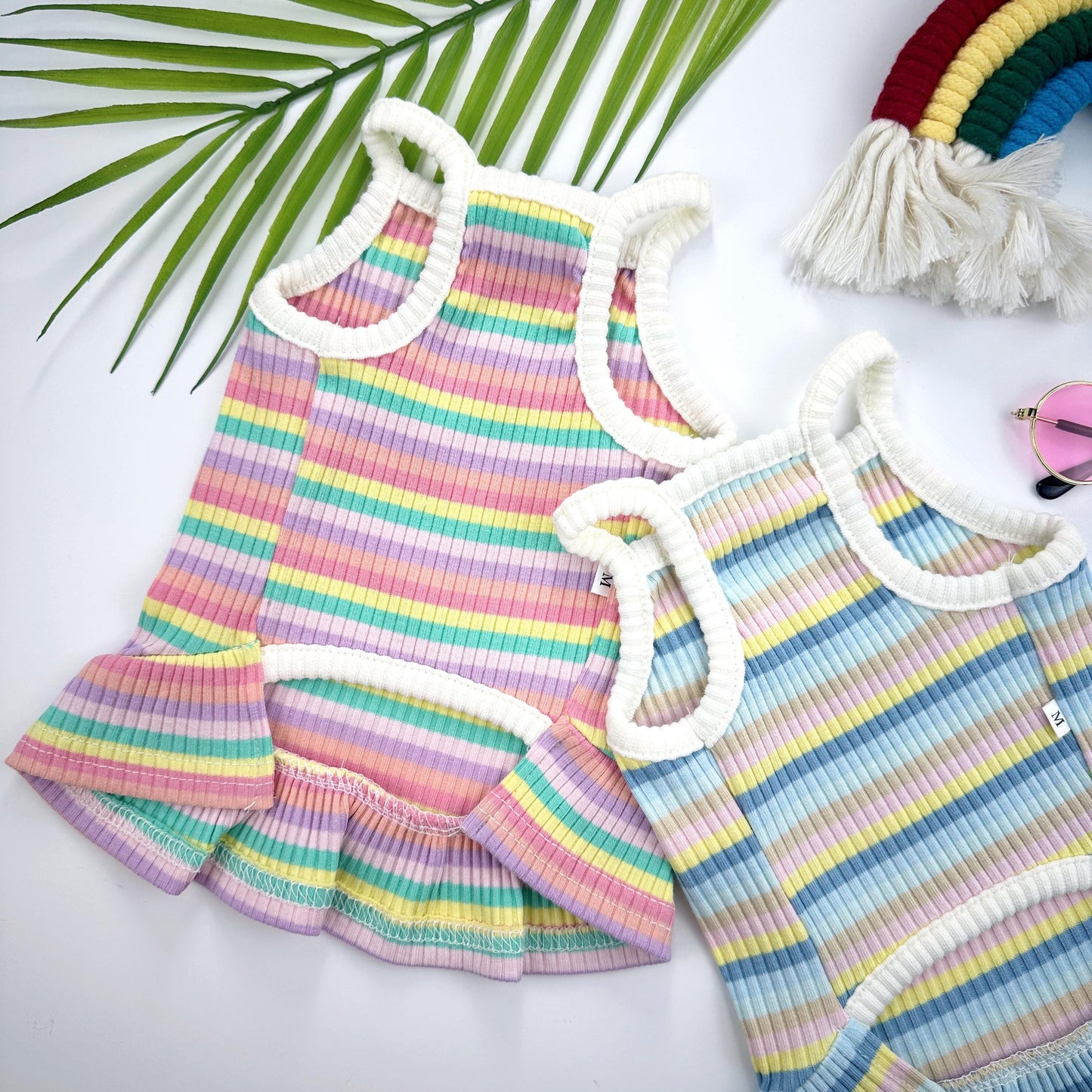Cookie Rainbow Ribbed Dress, S-XL, Cute Dog dress, Dog Top, Dog Clothing, Small Dog Clothes, NKPUP - NKpup