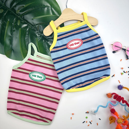 Off Day Stripe Tank Top, S-XL, Small Dog Clothes, Dog Summer Top, Dog Cute Top, Gift for Furry Friends, NKPUP - NKpup