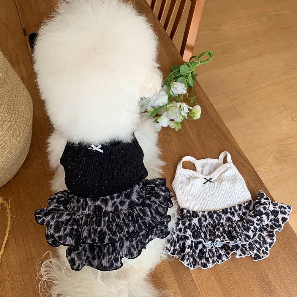 Leopard Ruffle Knit Dress, S-XL, Small Dog Clothes, Dog Dress, Dog Cute Dress, Dog Apparel, Pet Clothing, NKPUP - NKpup