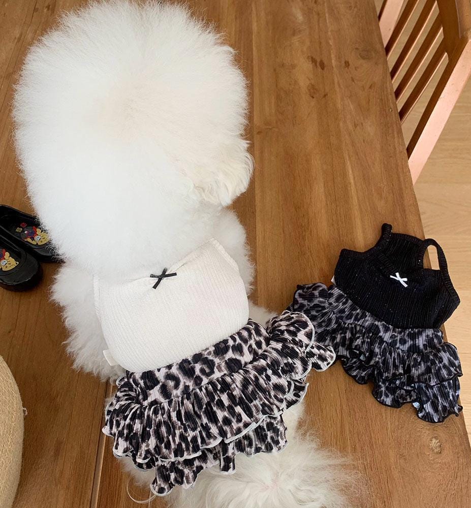 Leopard Ruffle Knit Dress, S-XL, Small Dog Clothes, Dog Dress, Dog Cute Dress, Dog Apparel, Pet Clothing, NKPUP - NKpup